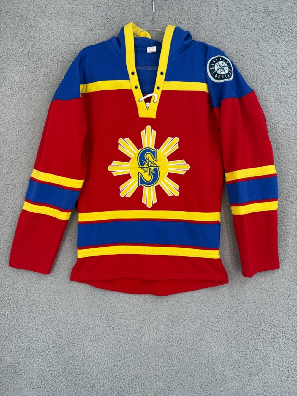 Seattle Mariners Filipino Heritage Night Adult Small Hockey Jersey Hooded